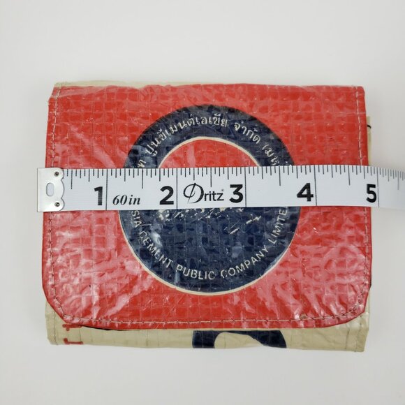 Torrain Wallet Recycled Cement Bag Material Bi-Fold Vegan Unisex Red White - Picture 11 of 13